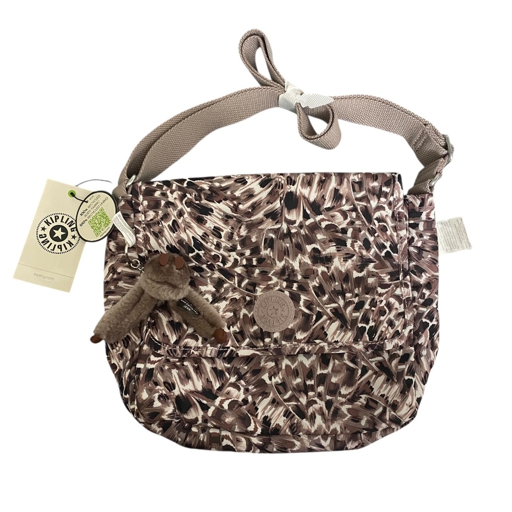 Kipling Tamsin Crossbody Shoulder Bag KI1953 Polyester Leopard Feathers $119 NWT